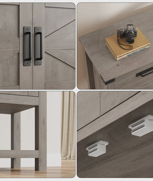 Moderne Landelijke Console Tafel met Koffiebar - 2 Lades, 2 Deuren & Open Plank
