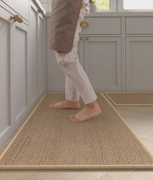 Wasbare Antislip Keuken Runner - Faux Sisal Keukenmat met Natuurrubber Anti-slip Onderkant