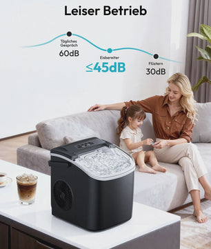 Compacte IJsblokjesmachine: 12kg/24u, Snel ijs in 6 min, Zelfreinigend, Draagbaar, Stil & RVS Look