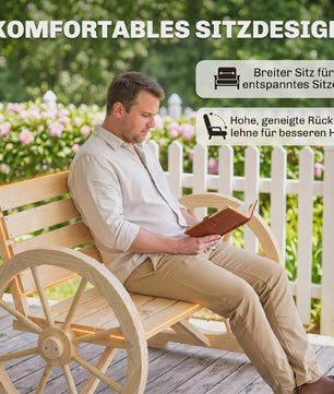 Houten Tuinbank 2-Persoons met Karwiel Design - Stevig en Duurzaam tot 240 kg