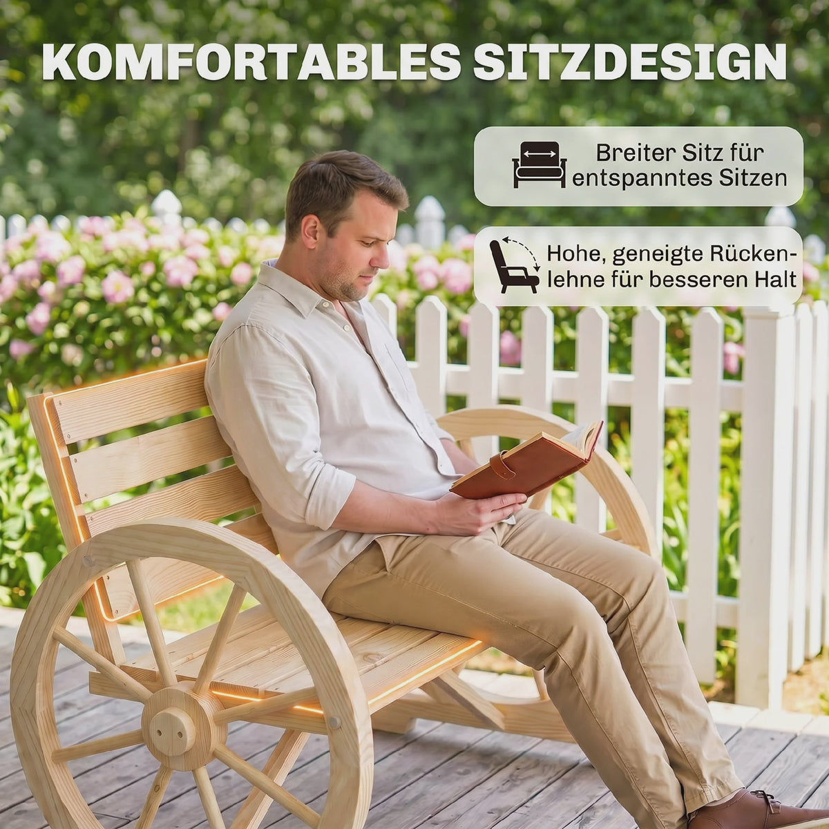 Houten Tuinbank 2-Persoons met Karwiel Design - Stevig en Duurzaam tot 240 kg