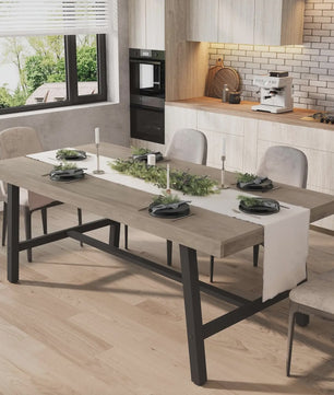 Industriële Eettafel 71" voor 6-8 Personen - Ruim Rechthoekig Keukentafel met Stalen Frame