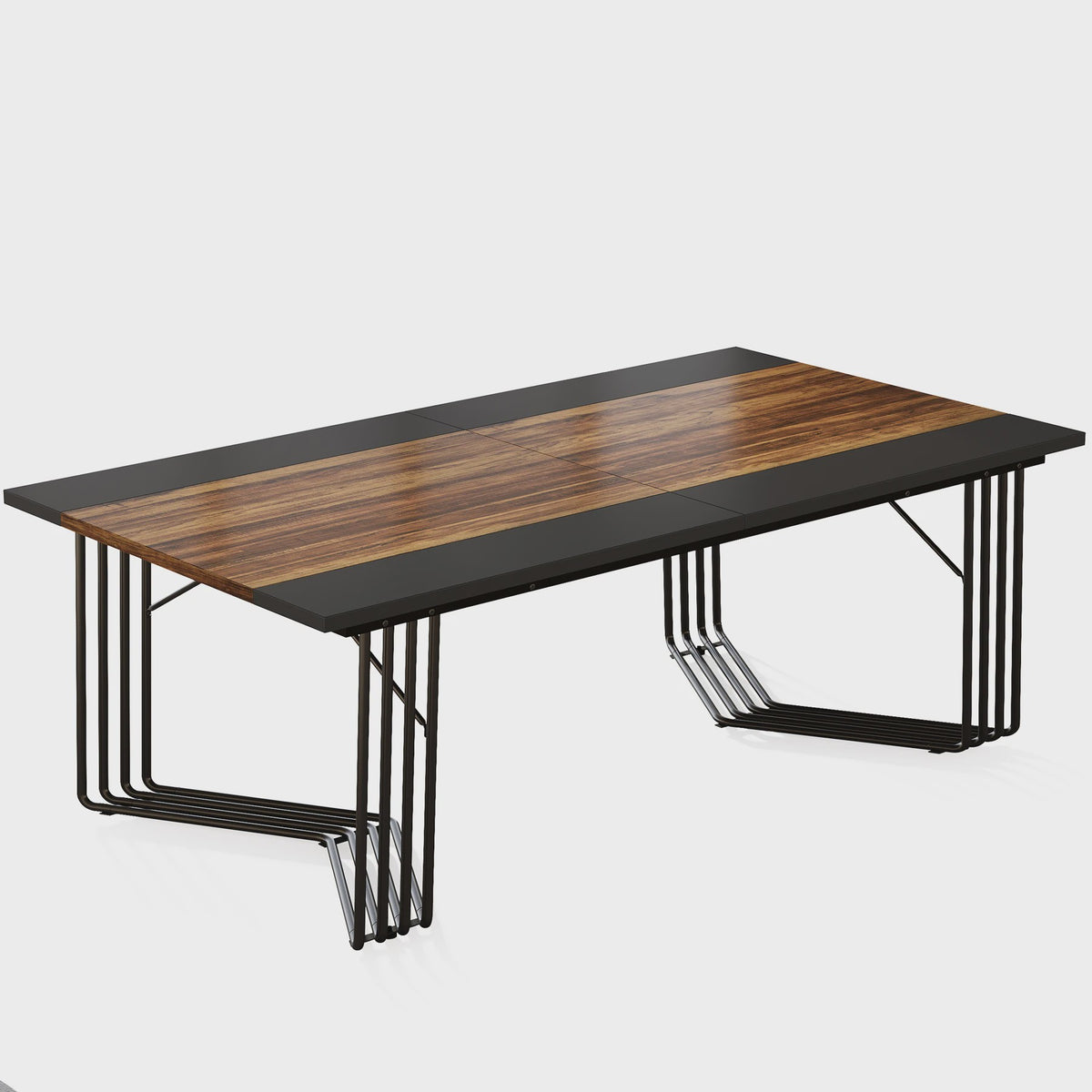 Grote Vergadertafel / Bureau 200cm met Stijlvol Geometrisch Metalen Frame - Ideaal voor Kantoor of Thuis