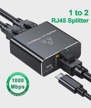 Gigabit RJ45 Splitter 1 naar 2 - 1000M Ethernet Netwerk Kabel Verlenging