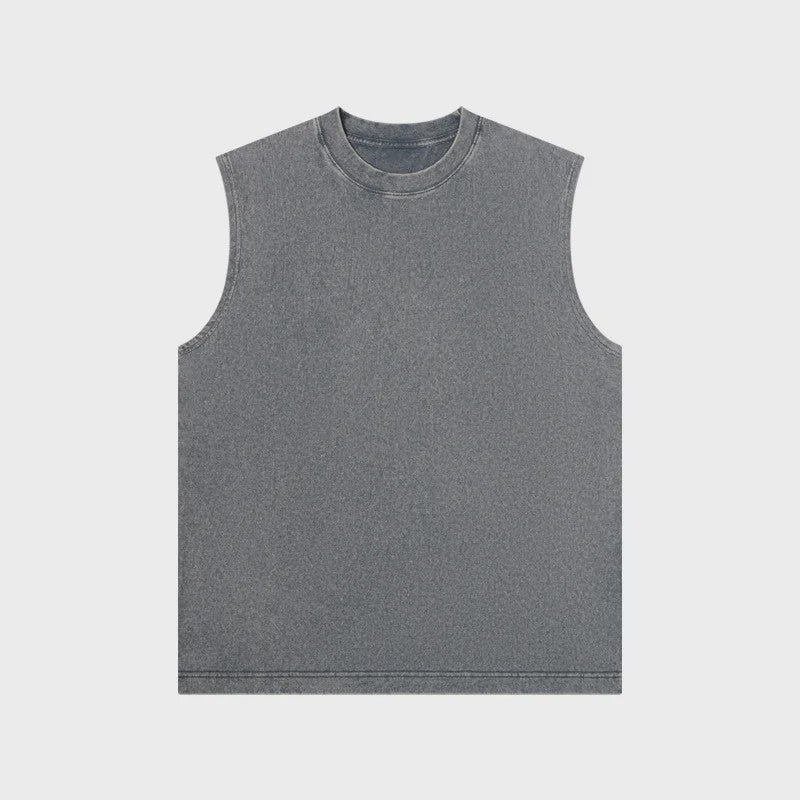Herenshirt Mouwloos 230g Katoen - Retro Washed & Distressed Look