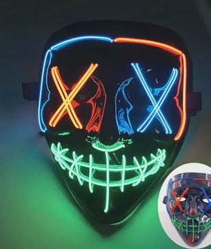 Verlicht LED Neon Purge Masker met Fiber Optic Handschoenen - Halloween & Feest