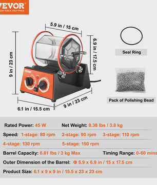 Professionele Rotary Tumbler Polijstmachine voor Sieraden & DIY - 3kg/5kg Capaciteit