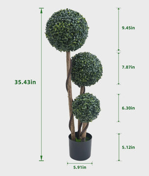 Kunstplant Topiary Boom 90cm met Buxusbollen in Pot - Decoratieve Tuin en Huisplant