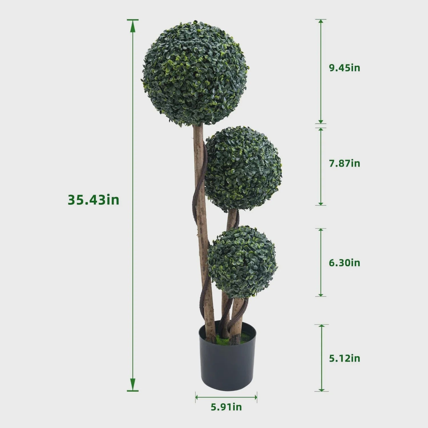 Kunstplant Topiary Boom 90cm met Buxusbollen in Pot - Decoratieve Tuin en Huisplant