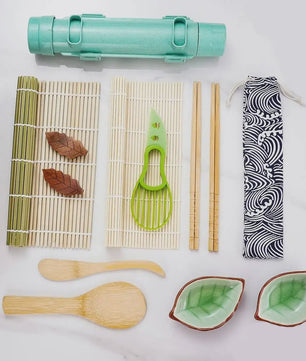 Compleet Sushi Maken Set: Bamboe Mats, Bazooka, Lepels, Eetstokjes & Meer