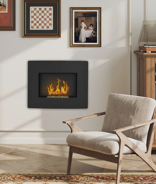 Wandmodel Bio-ethanol Haard 66x52 cm Zwart met 0.9L Tank
