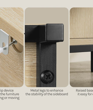 Wit Keuken Sideboard met Schuifdeur, Lades en Verstelbare Planken - Multifunctioneel Meubelstuk