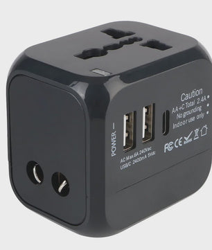 Universele Reisadapter met 2 USB & 1 Type-C Poort - EU, UK, US, AU