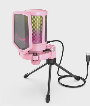 FIFINE A6V RGB USB Gaming Microfoon voor PC & Streaming - Plug & Play Condenser Mic met Pop Filter en Gain Control