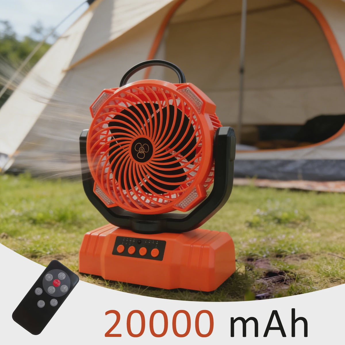 Oplaadbare Camping Ventilator met LED Licht & Afstandsbediening - 100 Uur Runtime