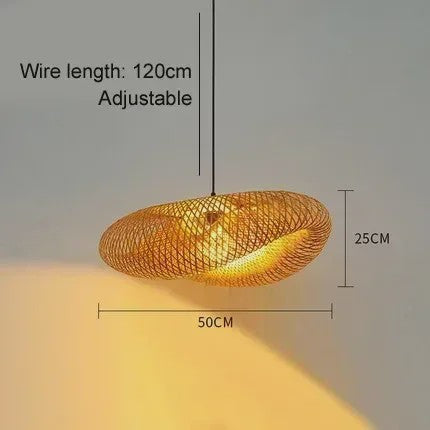Handgemaakte Bamboe Woven Hanglamp - Vintage Stijl voor Woonkamer & Eetkamer (40-80cm)