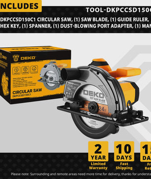 DEKO DKCS Elektrische Cirkelzaag 1500W - 185mm Multifunctioneel met Handgreep