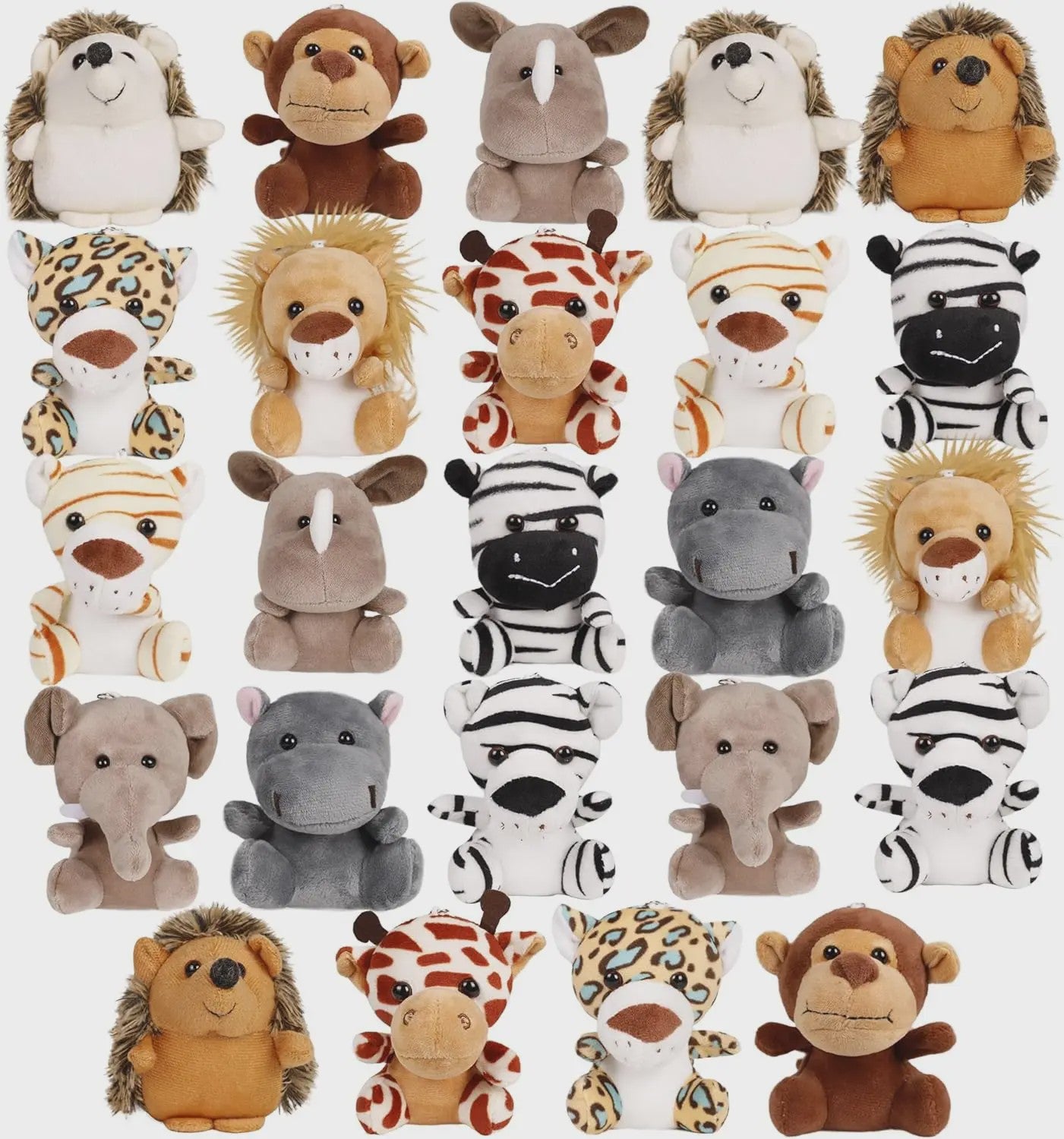 12-36 Stuks Kleine Safari Knuffeldieren - 12cm Jungle Dieren Pluche Speelgoed voor Feestjes & Cadeaus