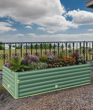 Verhoogd Tuinbed Metaal 6x3x2 ft (183x91 cm) - 60 cm Hoog, Groen, Roestbestendig & Eenvoudig te Monteren