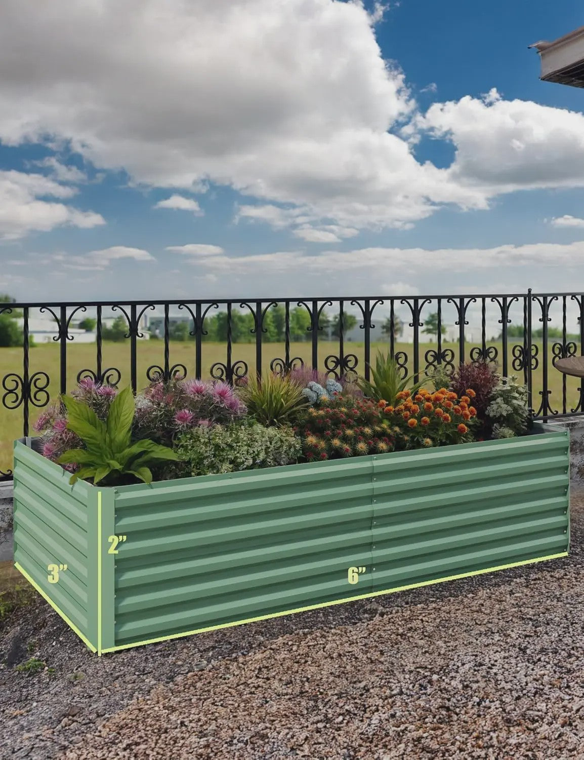 Verhoogd Tuinbed Metaal 6x3x2 ft (183x91 cm) - 60 cm Hoog, Groen, Roestbestendig & Eenvoudig te Monteren