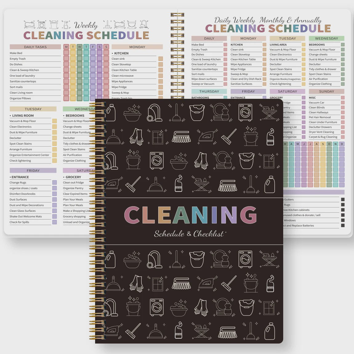 Huishoudplanner & Schoonmaak Checklist Boek - Dagelijks, Wekelijks, Maandelijks