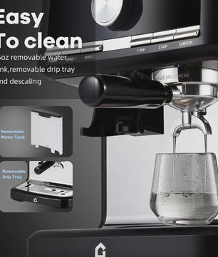 HiMISS Volautomatische Espressomachine met Ingebouwde Grinder en Melkopschuimer - 15 Bar