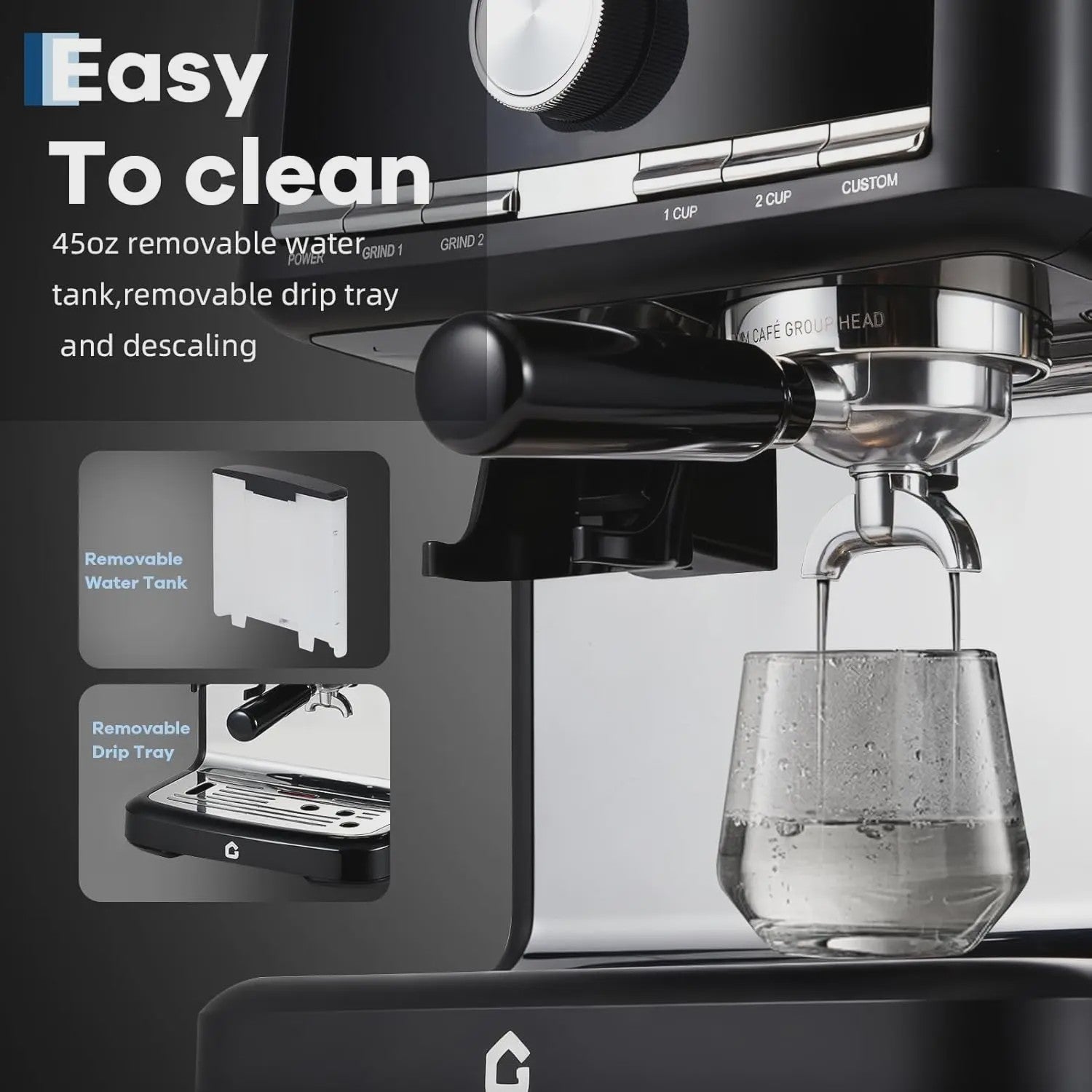 HiMISS Volautomatische Espressomachine met Ingebouwde Grinder en Melkopschuimer - 15 Bar