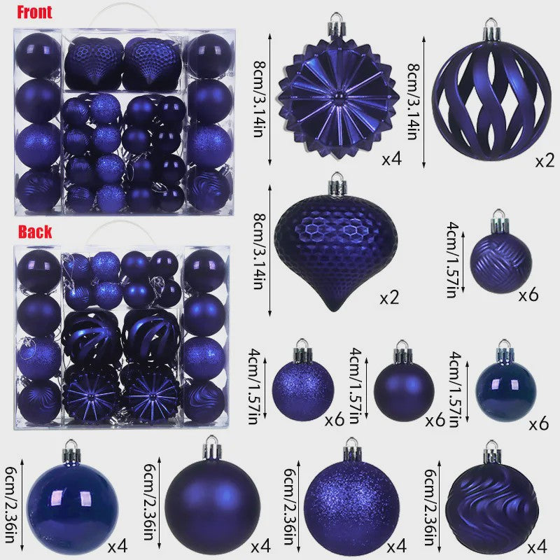 48x Kerstballen Set 4/6/8cm - Diverse Vormen & Afwerkingen - Decoratie Hangertjes