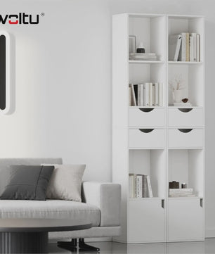 Hoge Smalle Boekenkast met Lades en Deur - Stijlvolle Opbergkast voor Woonkamer & Kantoor (158cm)