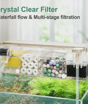 Ruimtebesparend Aquariumfilter Hang-on met Meerfasenfiltering en Watervaluitloop - 4 Maten