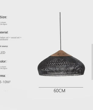 60cm Wabi Sabi Rotan Hanglamp - Japanse Retro Design voor Woonkamer & Eetkamer