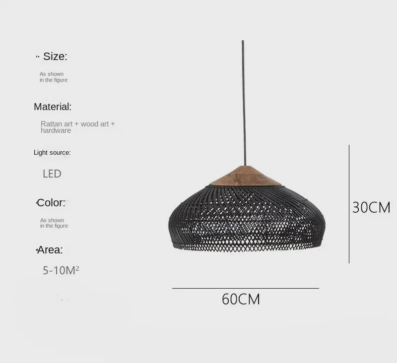 60cm Wabi Sabi Rotan Hanglamp - Japanse Retro Design voor Woonkamer & Eetkamer