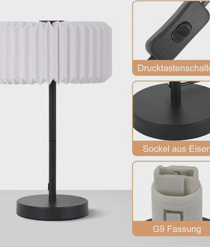 Vintage Design Tafellamp met Papieren Lampenkap - Sfeervolle Slaapkamerlamp