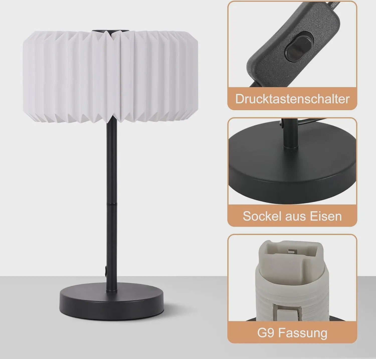 Vintage Design Tafellamp met Papieren Lampenkap - Sfeervolle Slaapkamerlamp