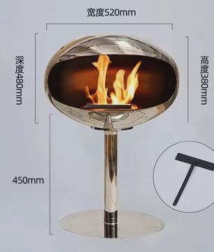 Vrijstaande Bio-ethanol Haard - Ovalen Bol Design met Echte Vlam