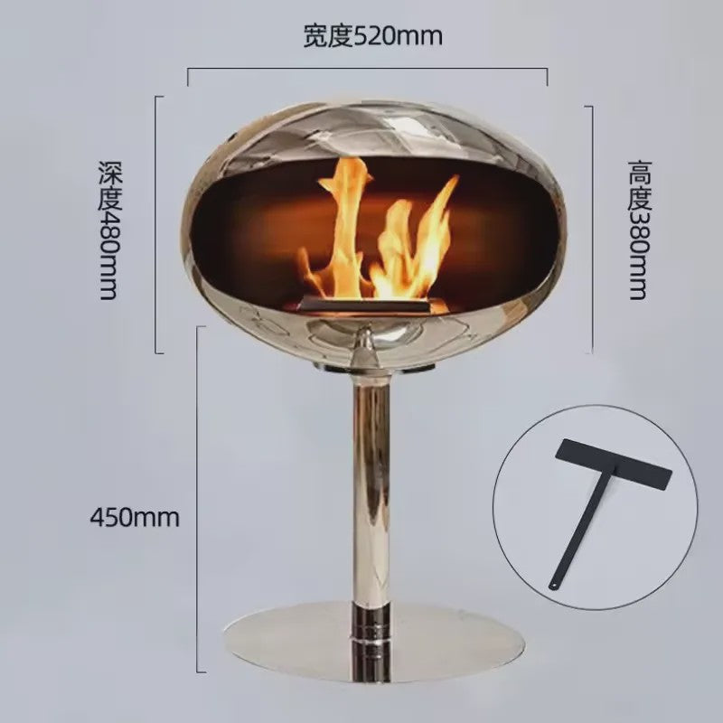 Vrijstaande Bio-ethanol Haard - Ovalen Bol Design met Echte Vlam