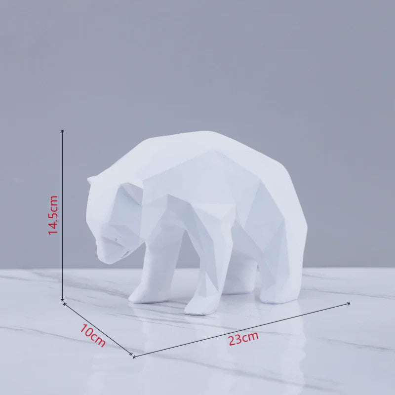 Geometrische Resin IJsbeer Beeldje - Abstracte Dier Decoratie voor Bureau en Kamer