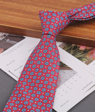 Klassieke Heren Strikdas - Imitatie Zijde met Polka Dot & Bloemendessin