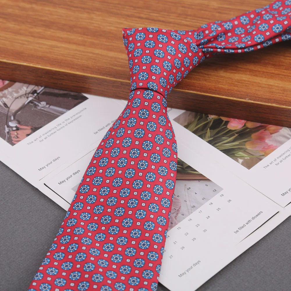 Klassieke Heren Strikdas - Imitatie Zijde met Polka Dot & Bloemendessin