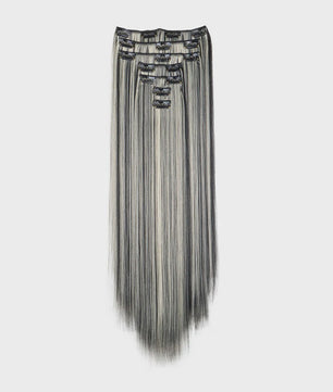 24 Inch Synthetische Haarverlenging met Clips - 7 Delig Set - Lang Steil Haarstuk voor Dames