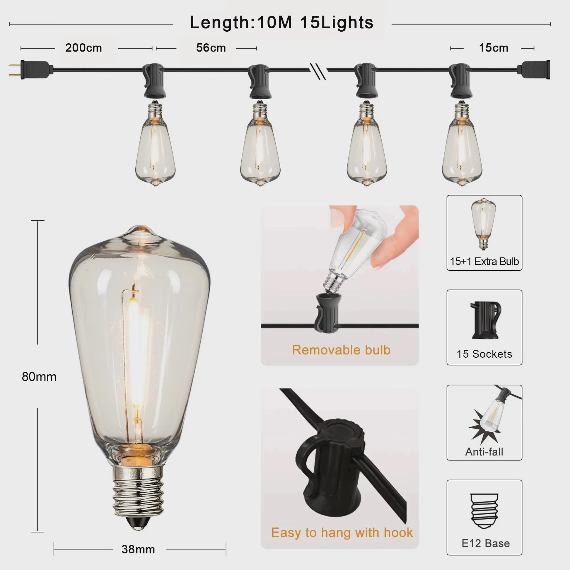 ST38 Slinger Verlichting Buiten - Waterdicht, Onbreekbaar, LED, Dimmable Tuinverlichting