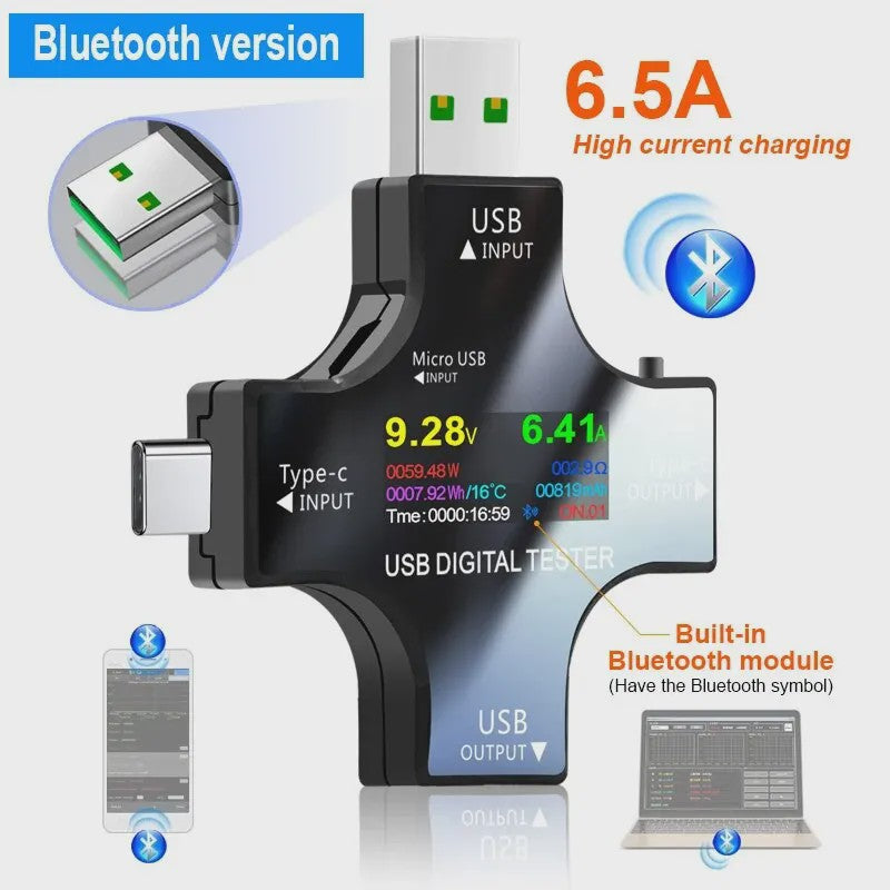 USB Tester Type-C PD Digitale Voltmeter Amperemeter - Meet Capaciteit & Stroom