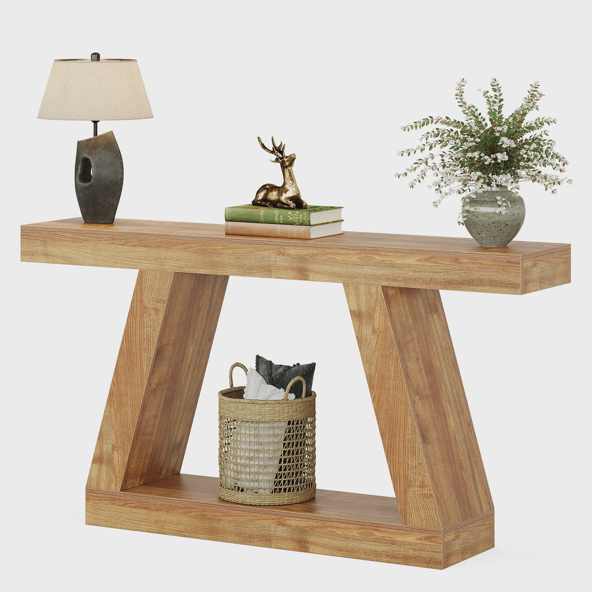Industriële Console Tafel 55-Inch Rustiek Hout - Entree & Woonkamer