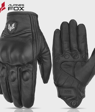 Vintage Leren Motorhandschoenen Heren Zwart - Touchscreen & Anti-slip