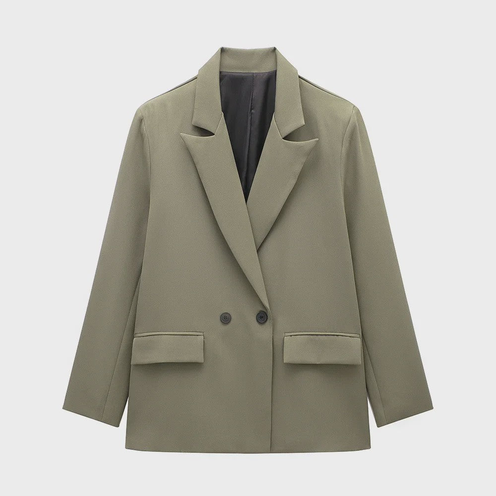 Dames Blazer met Zakken - Stijlvolle Dubbelzijdige Vintage Look