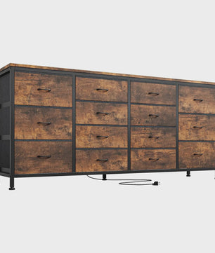 Industriële Ladekast 160cm met 14 Stoffen Lades - TV Meubel & Opbergkast