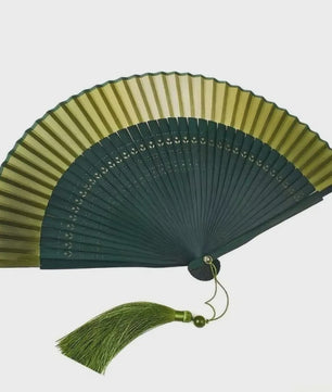 Luxe Bamboe Vouwventilator met Gradatiekleur & Kwastje - Retro Stijl