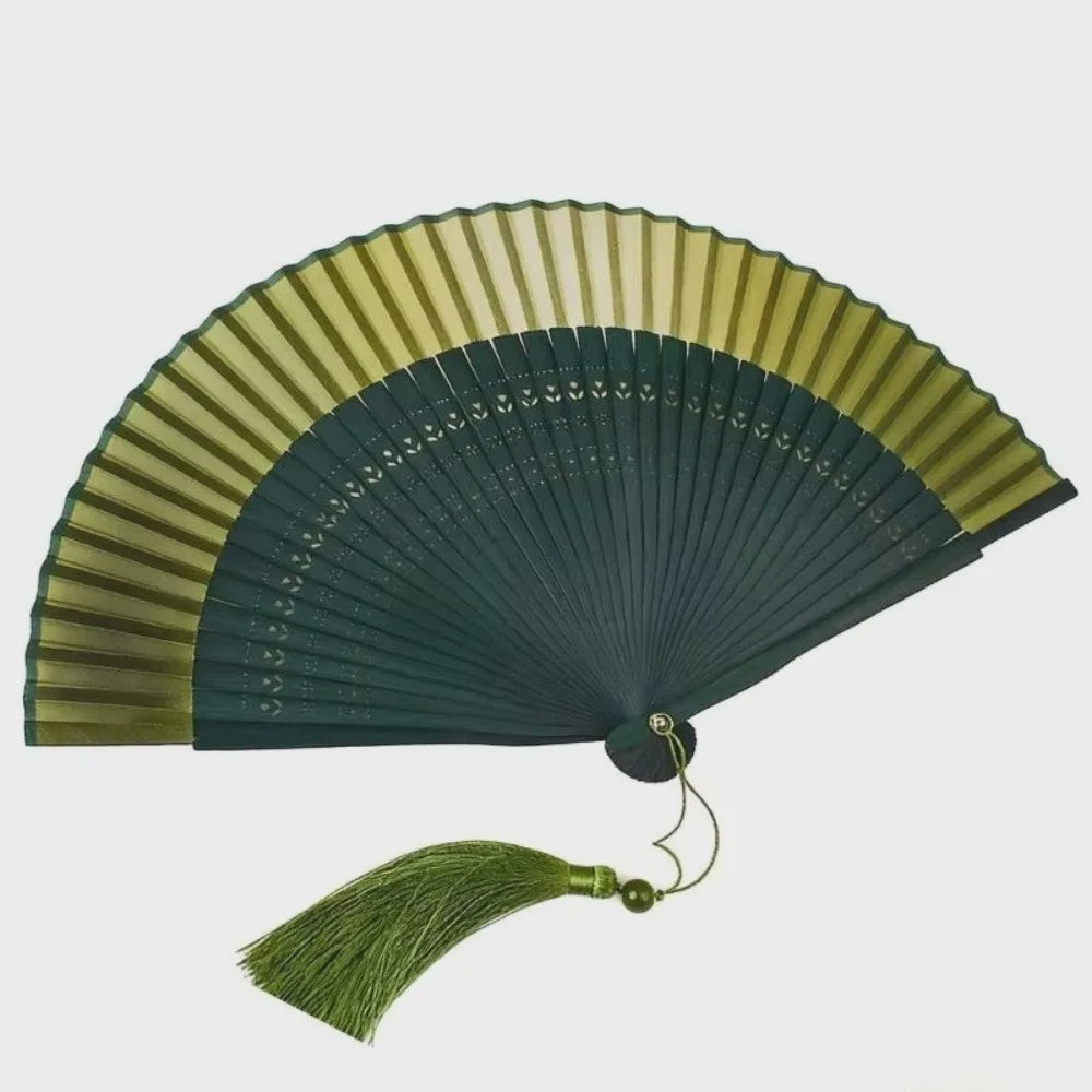 Luxe Bamboe Vouwventilator met Gradatiekleur & Kwastje - Retro Stijl