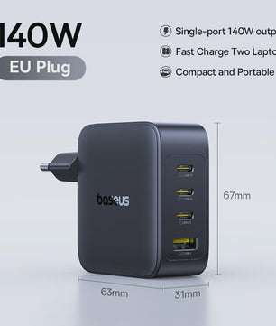 Baseus 140W GaN Snellader - Krachtige PD USB-C Oplader voor Laptop, Tablet & Smartphone
