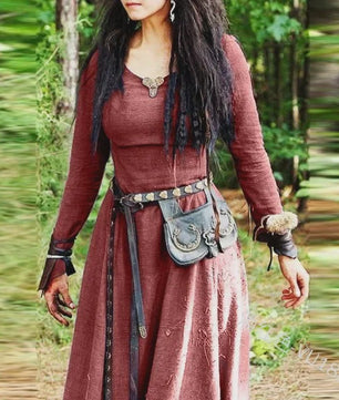 Middeleeuwse Maxi Jurk voor Dames - Vintage Elf/Renaissance Stijl met Lange Mouwen